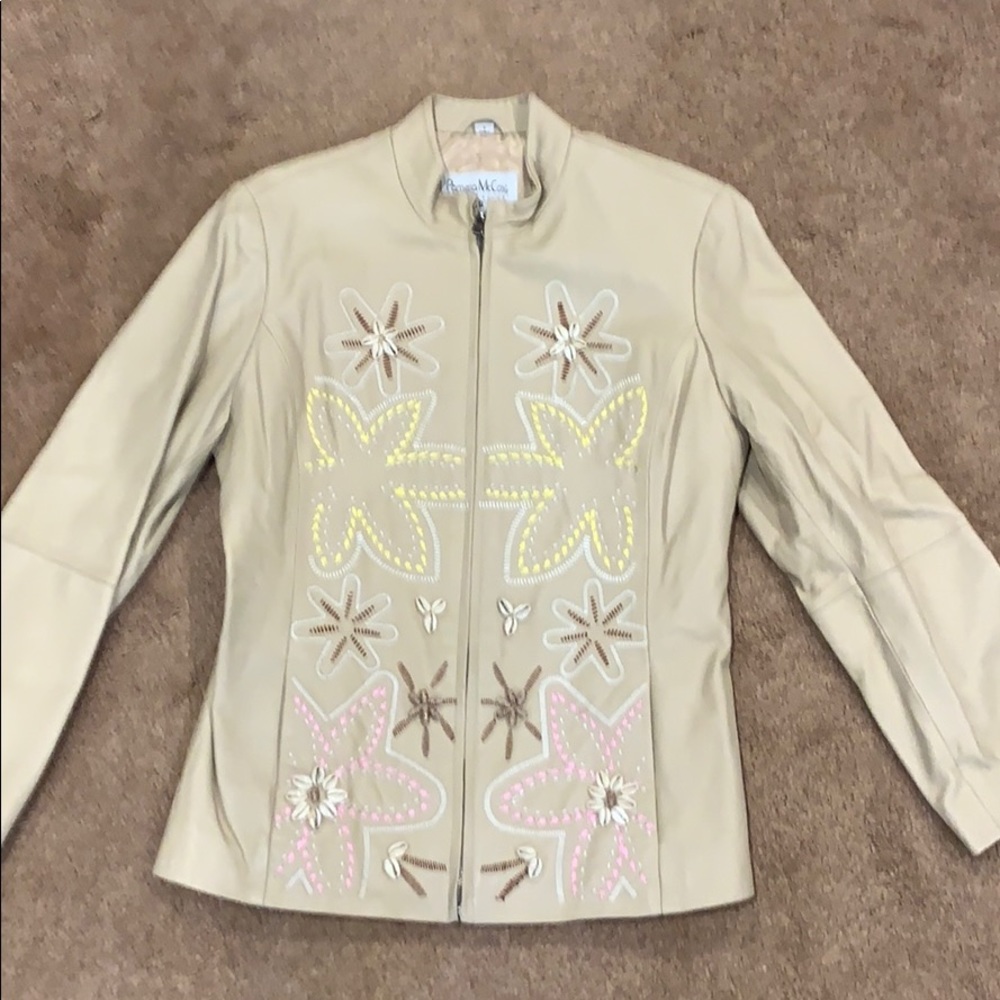 Pamela McCoy vintage leather embellished jacket